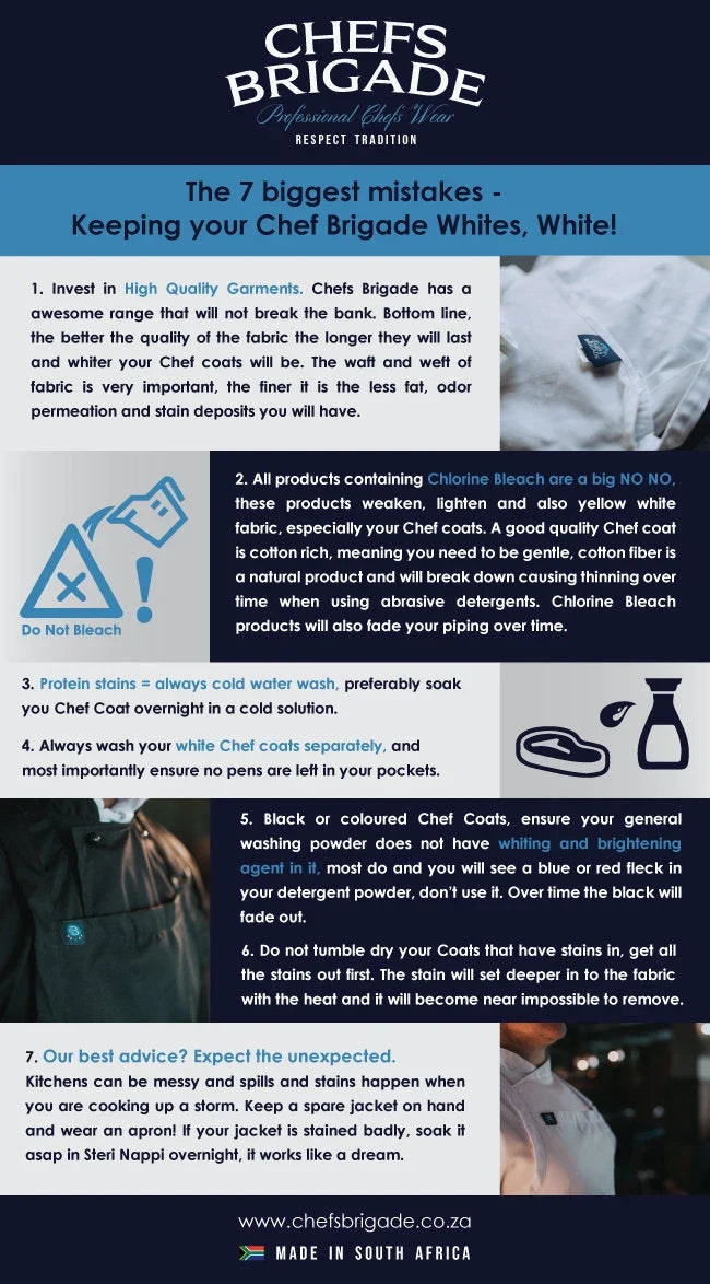 The 7 biggest mistakes - Keeping your Chef Brigade Whites, White!