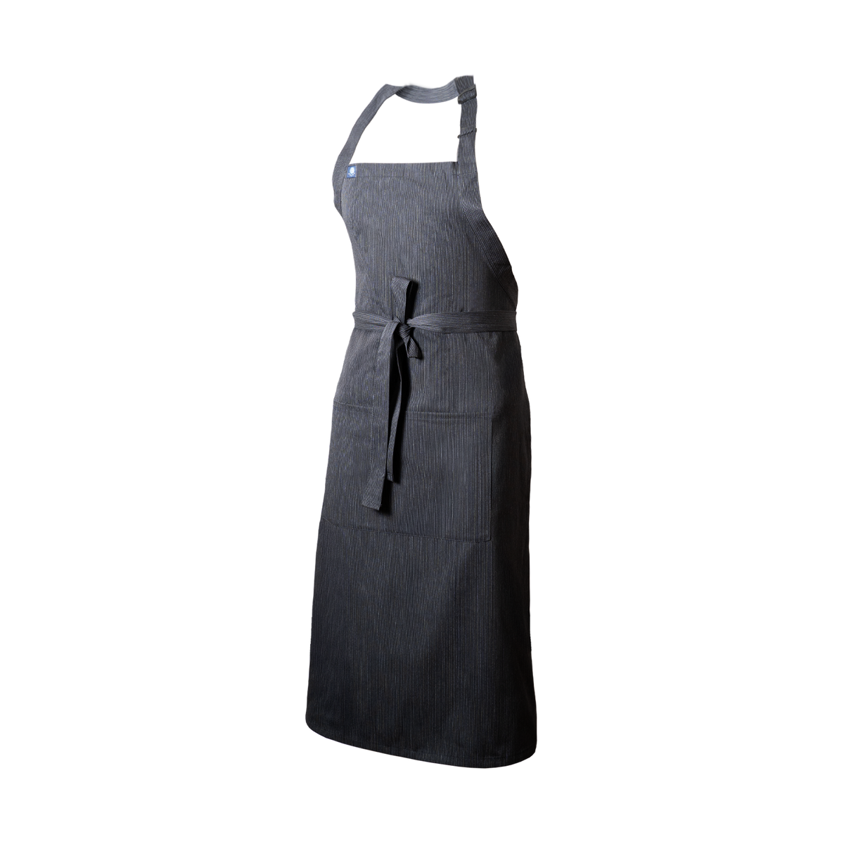 Black pinstriped bib apron