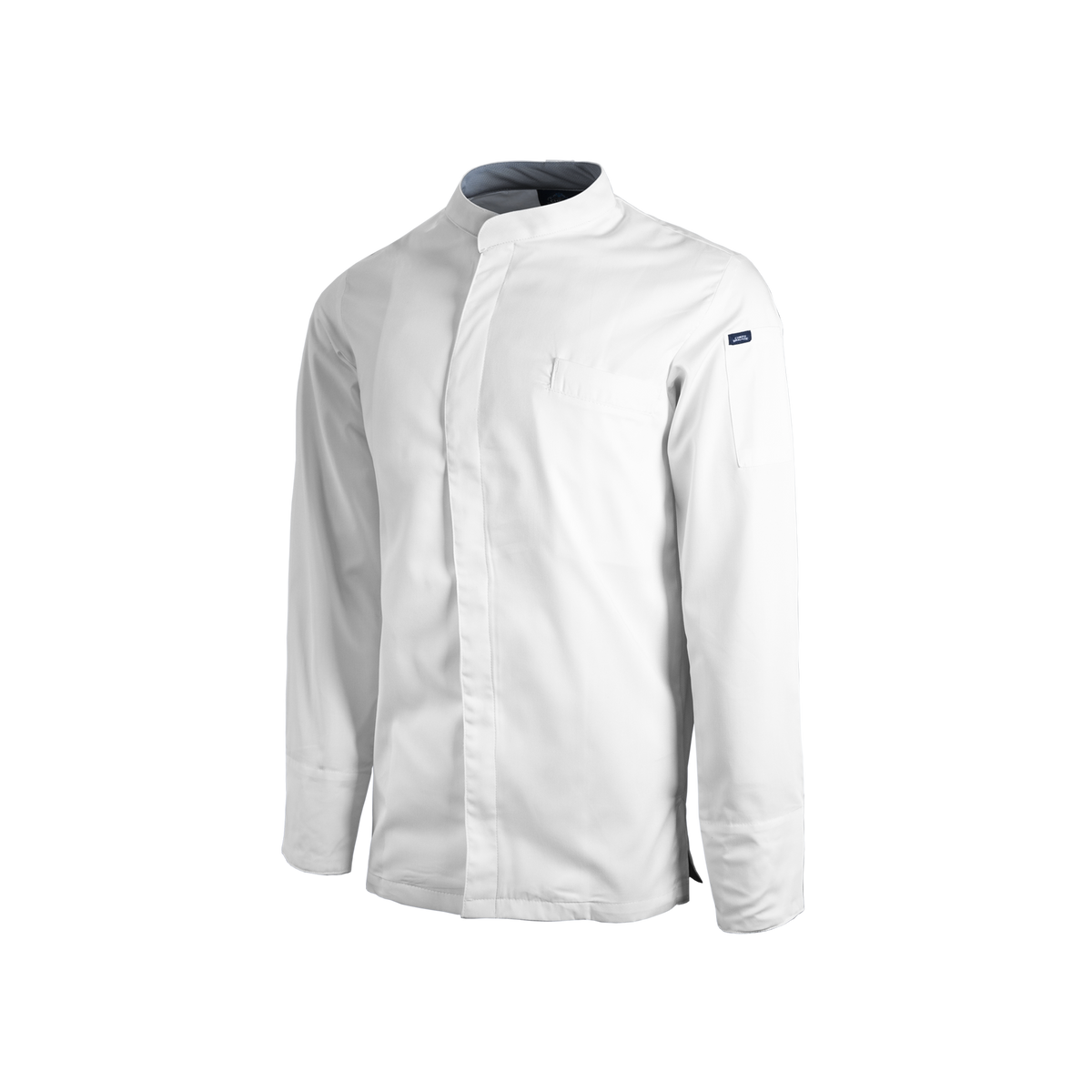White jacket with a gray collar on a white background