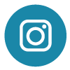 A circular teal-blue icon with a white camera outline, resembling the Instagram logo.