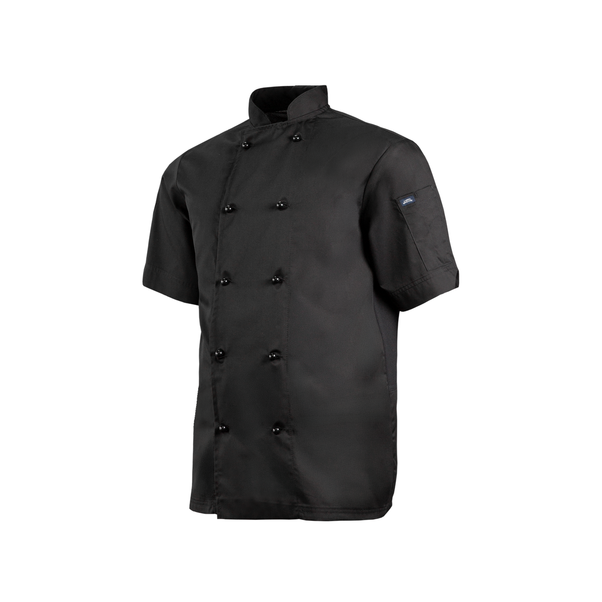 Black chef's jacket on a white background